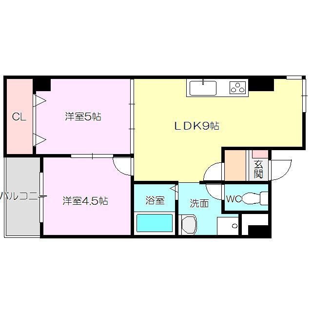 パレス東洋7号館(2DK/5階)の間取り写真