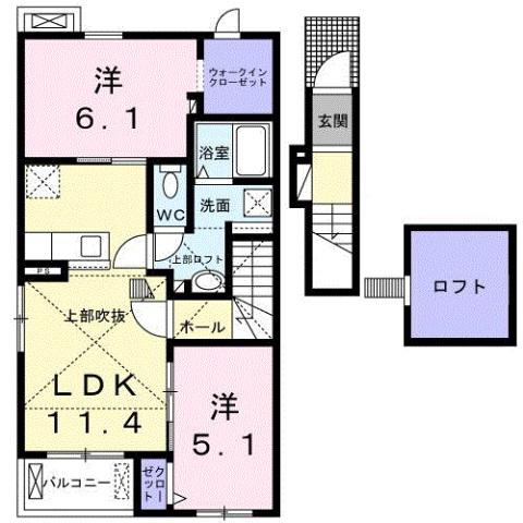 エタニティー I(2LDK/2階)の間取り写真
