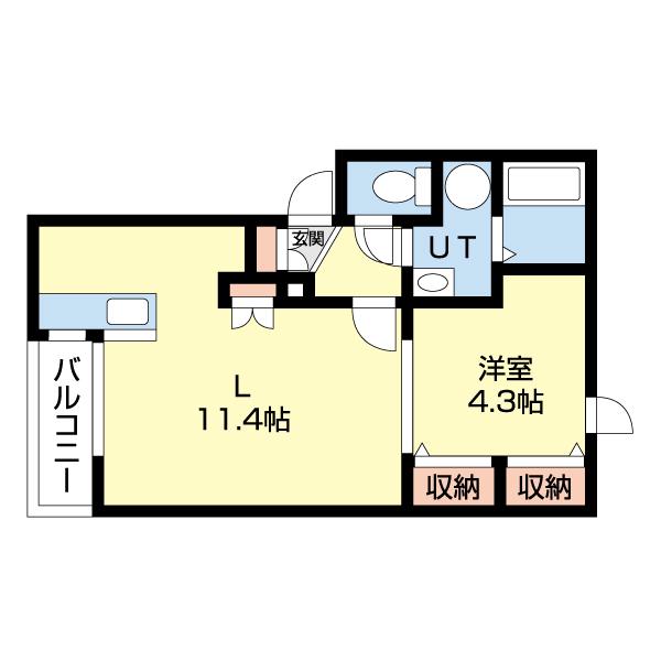 プチメゾン東町B(1LDK/3階)の間取り写真