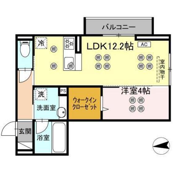 CASA PINO(1LDK/3階)の間取り写真
