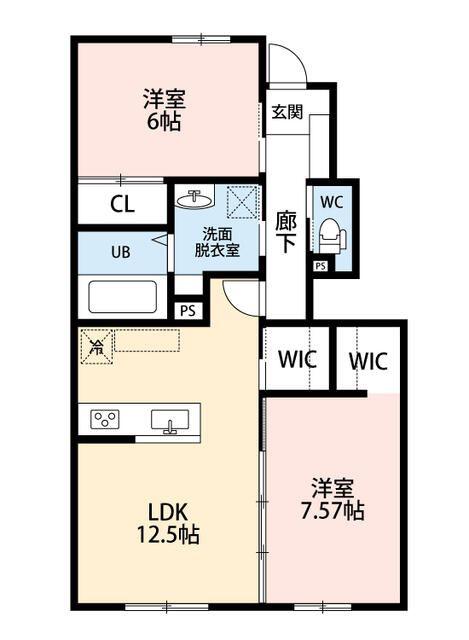 LE BONHEUR(2LDK/1階)の間取り写真