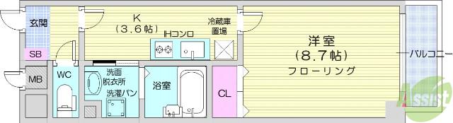 SANKYO国分町ビル(1K/5階)の間取り写真