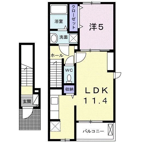 ドルチェII(1LDK/2階)の間取り写真