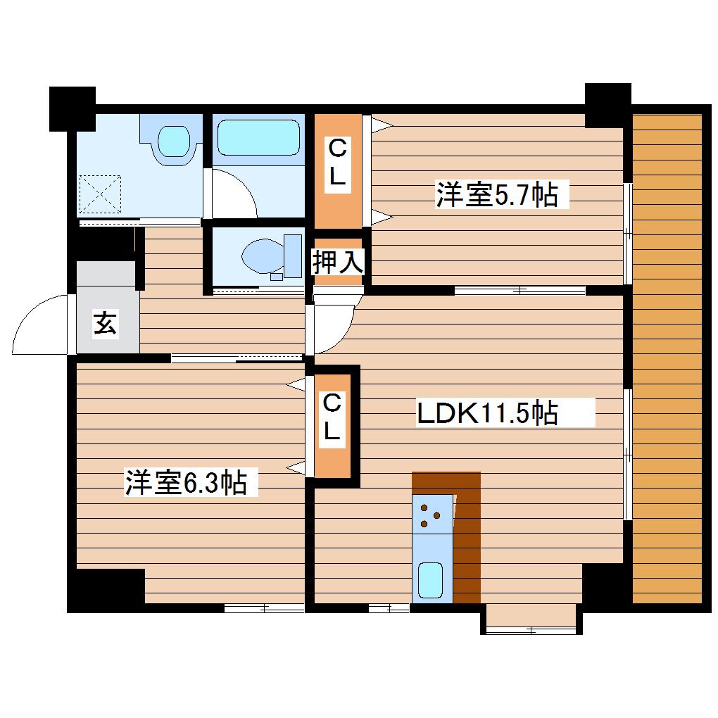 CADOG アイリスII(2LDK/2階)の間取り写真