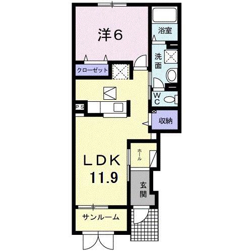 ベル フローラ(1LDK/1階)の間取り写真