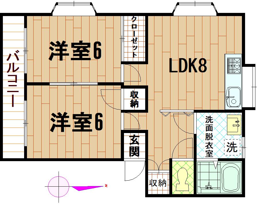 メイブルハイム(2LDK/2階)の間取り写真
