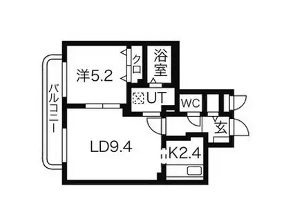 パークコート中島(1LDK/3階)の間取り写真