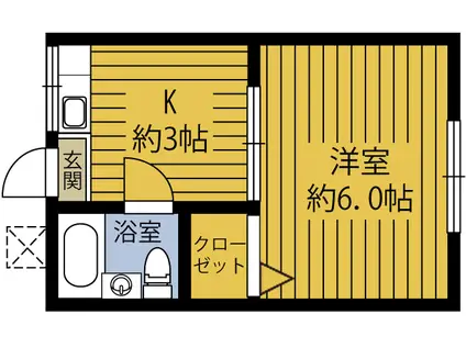 第1コーポ伊藤(1K/2階)の間取り写真