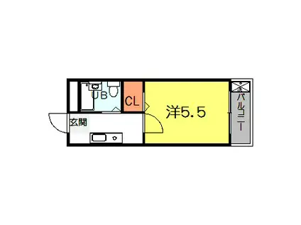 ドルチェイースト(1K/4階)の間取り写真