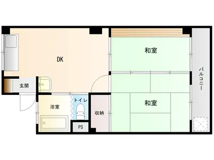 たかの温泉マンション(2DK/3階)の間取り写真
