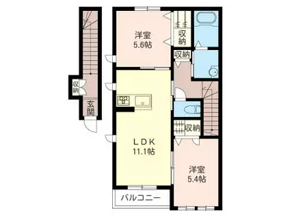 エトワルB(2LDK/2階)の間取り写真