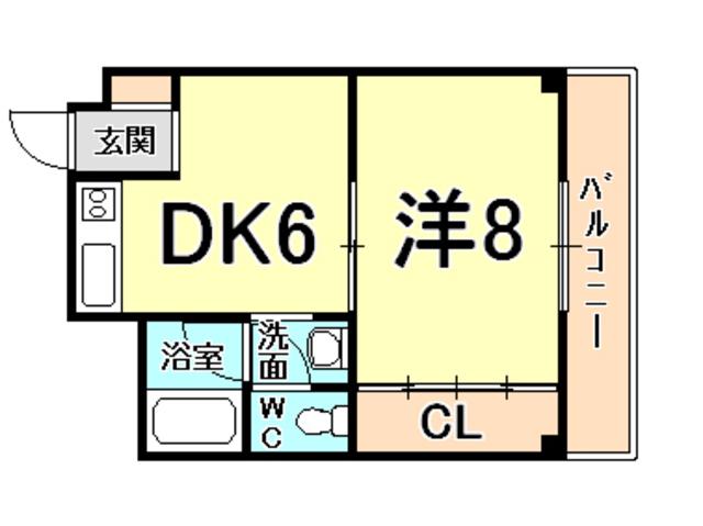 曙コーポ(1DK/3階)の間取り写真
