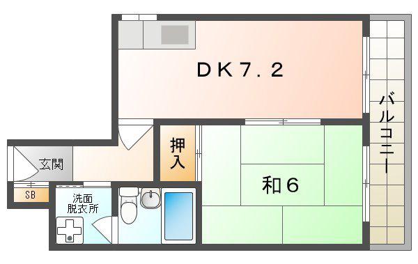 第三東ビル(1DK/1階)の間取り写真