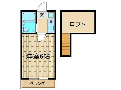 東武東上線 坂戸駅(埼玉) 徒歩8分 2階建 築37年(1K/2階)の間取り写真