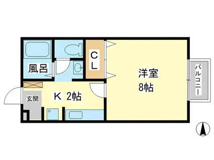 アヴニール今宿(1K/2階)の間取り写真