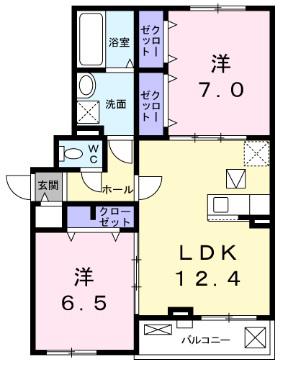 アルカンシェル ヌーモ(2LDK/1階)の間取り写真