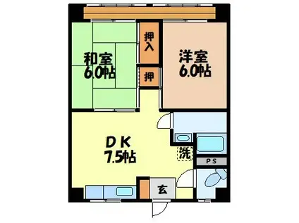 ピアズマンション(2DK/3階)の間取り写真