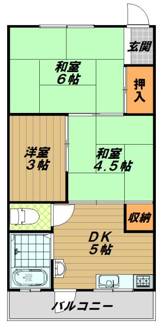 サンヒルズ須磨(3DK/1階)の間取り写真