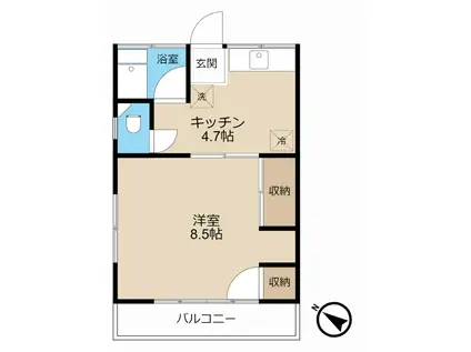 富士見ハイツ(1K/2階)の間取り写真