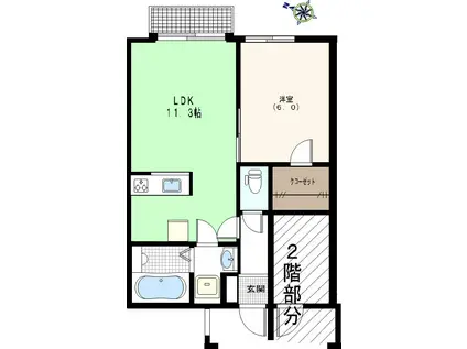 LAPAZ御影(1LDK/1階)の間取り写真