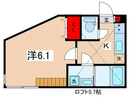 アザーレ・パッシオ栗平(1K/2階)の間取り写真