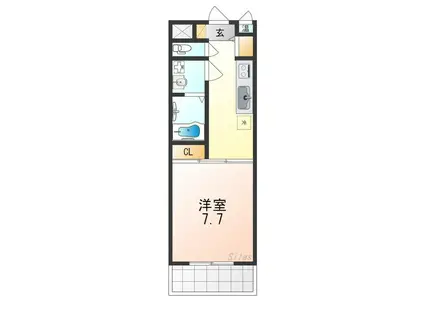 キラリ8-1(1K/7階)の間取り写真