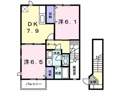 ビイラ・ファインA(2DK/2階)の間取り写真