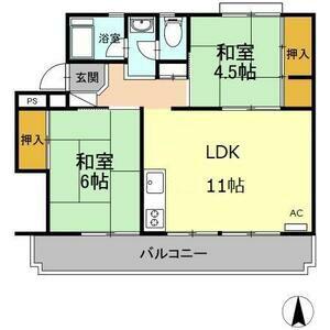 コーポ瀬尾(2LDK/2階)の間取り写真