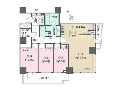 ザ・パークハウス三田ガーデン レジデンス&タワー(3LDK/11階)の間取り写真