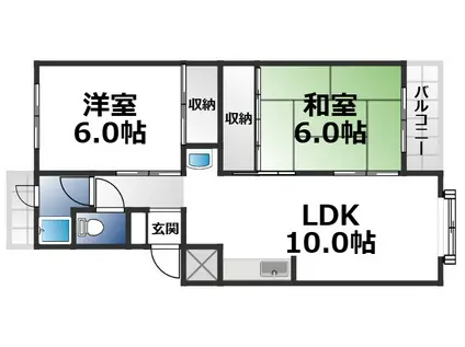 深江橋コーポ D棟(2LDK/2階)の間取り写真