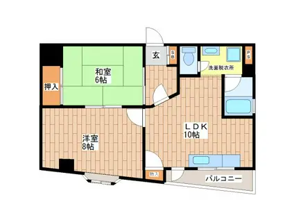 真田山中央マンション(2LDK/4階)の間取り写真