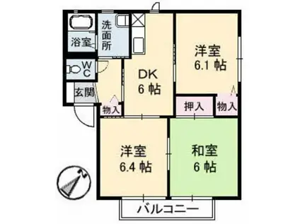 カーサ平生(3DK/2階)の間取り写真