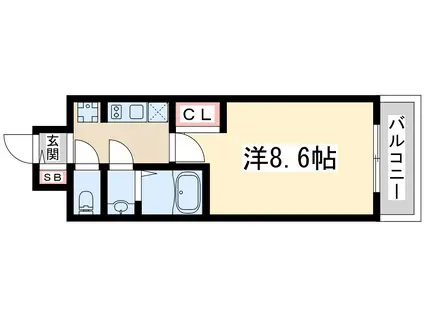 フェニックス新大阪(1K/13階)の間取り写真