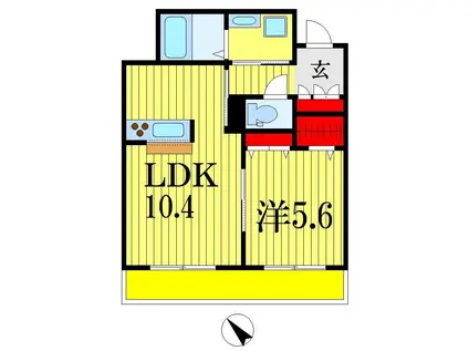 ラ・ヴィータ(1LDK/3階)の間取り写真
