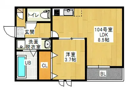 THEE GRANDTIC ROSSO HIROSHIMA(1LDK/1階)の間取り写真
