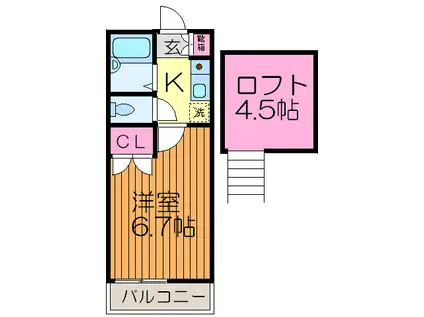 学園コーポI(1K/2階)の間取り写真