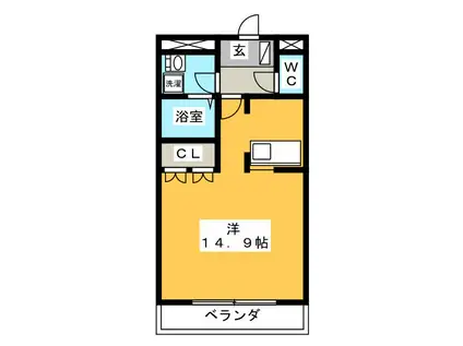 ハイムルミナス(ワンルーム/1階)の間取り写真