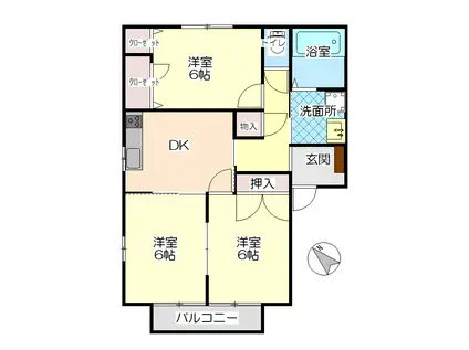 クリスタルK(3DK/1階)の間取り写真
