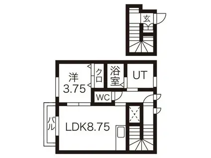 シャンポワールA(1LDK/2階)の間取り写真
