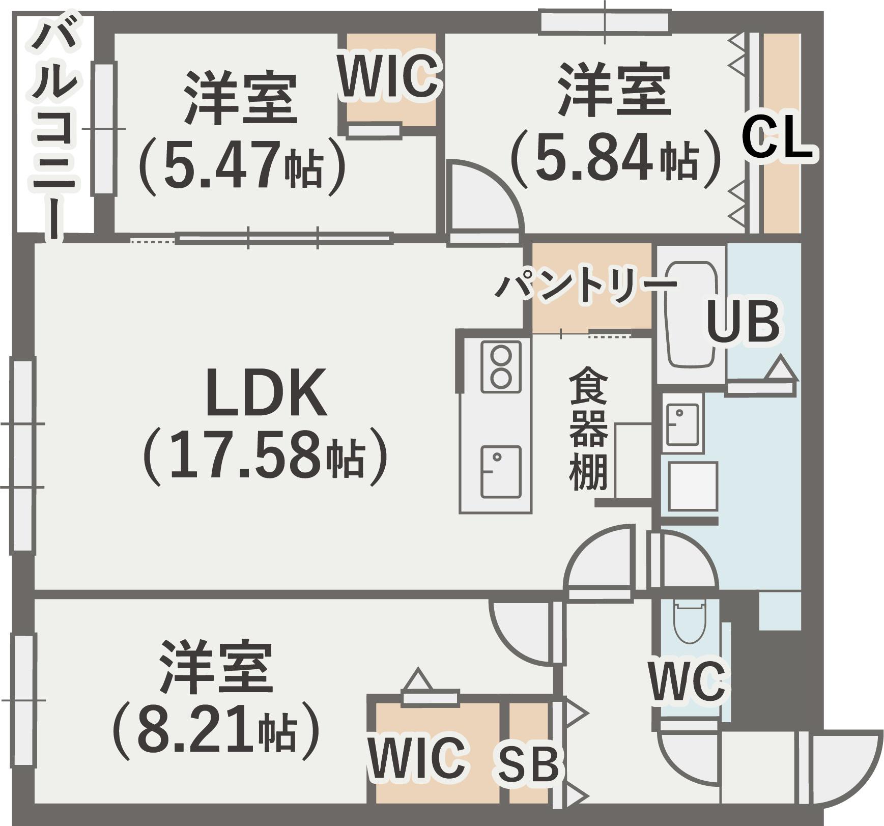 ビッグレジデンス円山宮ヶ丘(3LDK/1階)の間取り写真