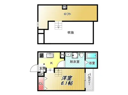 COCOTII(1K/1階)の間取り写真