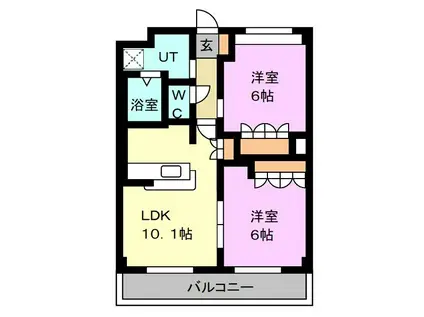 ふぁみーる A棟(2LDK/1階)の間取り写真