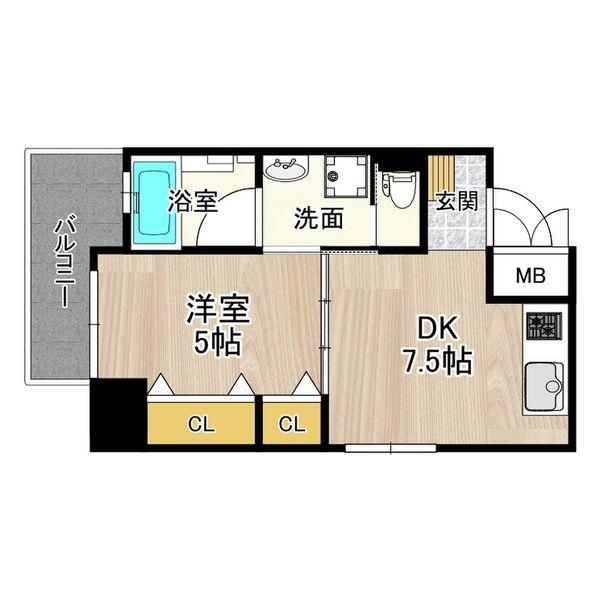 CITY SPIRE日本橋高津(1DK/4階)の間取り写真