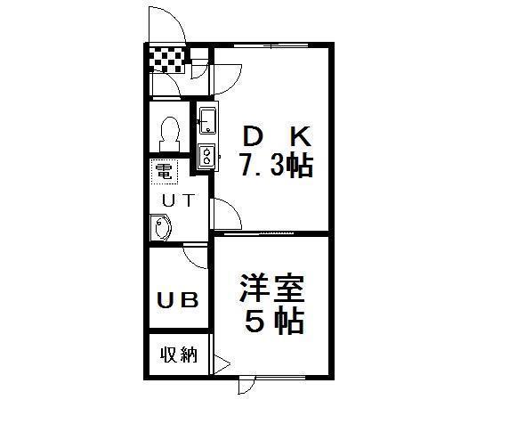 エステートINピース(1DK/1階)の間取り写真