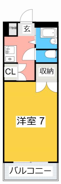 パレス三宝(1K/7階)の間取り写真
