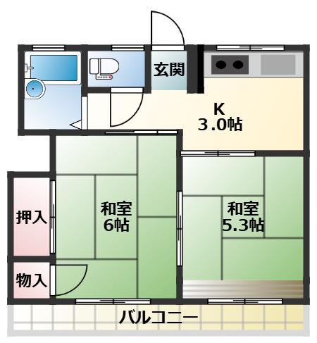 シティハイム南町(2K/2階)の間取り写真