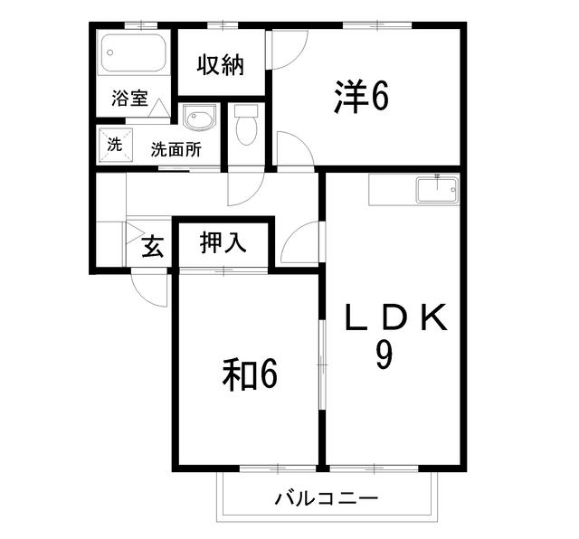 ラピスハイネス(2LDK/2階)の間取り写真