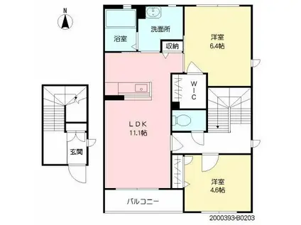 ヴィラーチェ・プロフィットB棟(2LDK/2階)の間取り写真