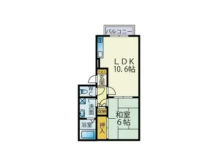 サンブライト観光通(1LDK/2階)の間取り写真