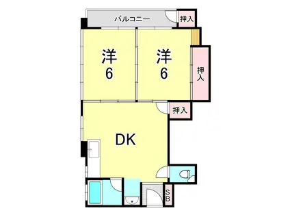 新光マンション(2DK/4階)の間取り写真